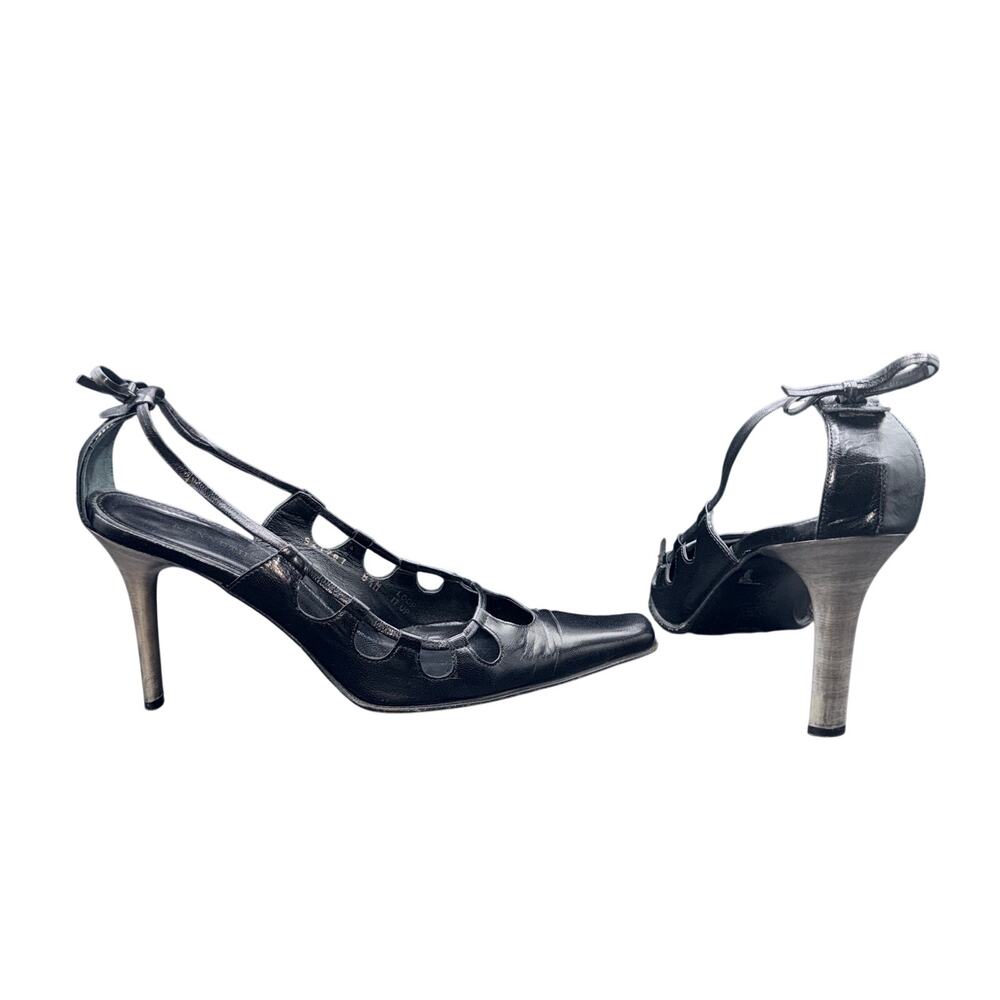 Kenneth Cole Black Leather Slingback Heels Pointed Toe Size 8.5 M